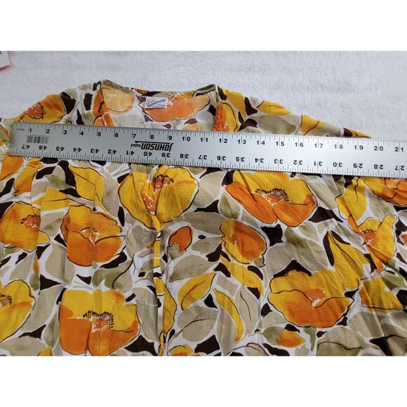 Primavera Firenze Womens Floral 3/4 Sleeve Button Down Blouse Size 3 (M/L) Italy - Picture 6 of 8